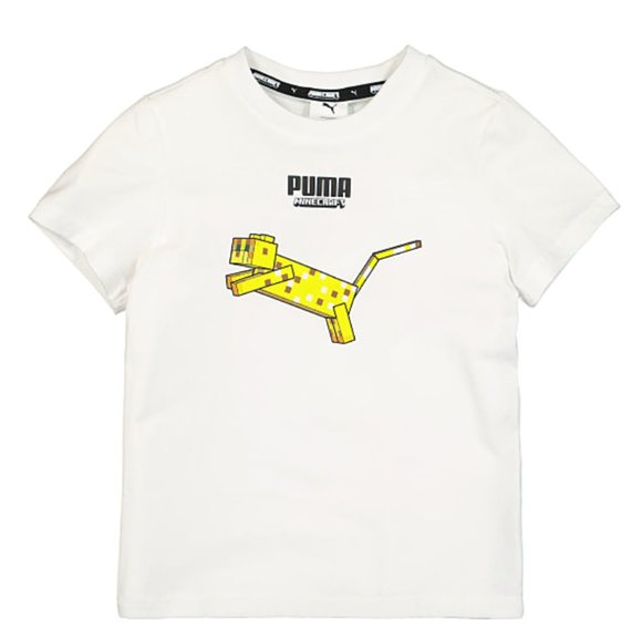 Puma x Minecraft Ocelot Graphic Tee Kids Sz 7/8 - Picture 1 of 7